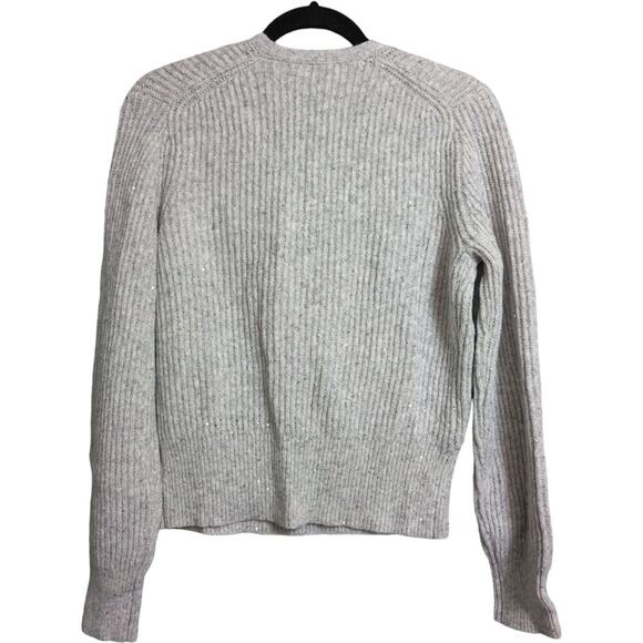 NWT Michael Stars Heather Grey Ribbed Sequin Wrap Laurel Surplice Sweater Sz XSP - Picture 3 of 8